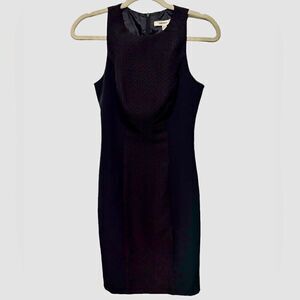 Textured Black Sleeveless Midi Pencil Dress Knee Length Sheath Dress Office